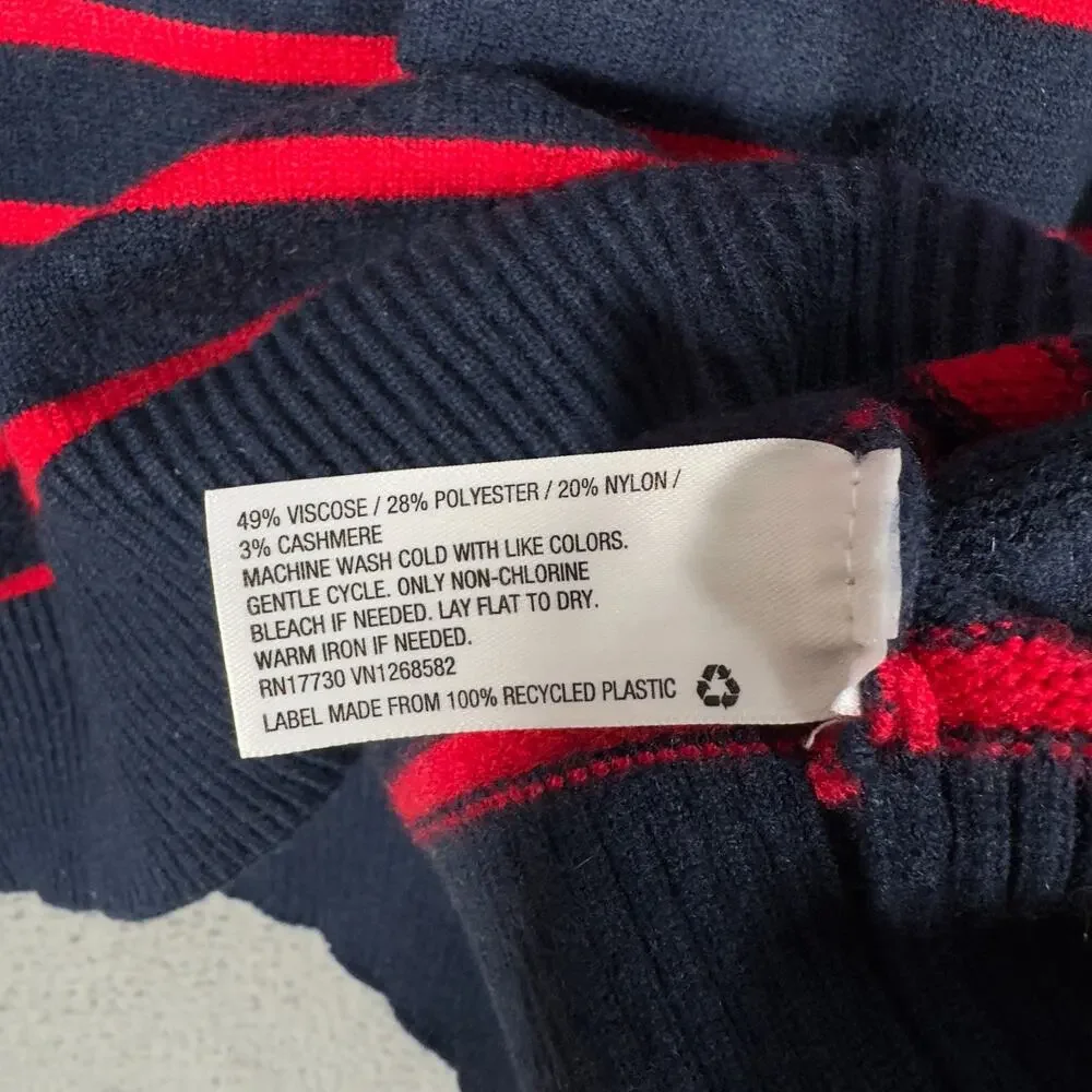 La Ligne X Target Sweater Women 1X Blue Red Stripe Cashmere Blend Balloon Sleeve